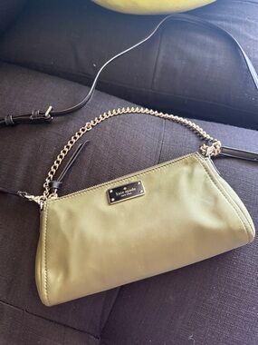 kate spade olive green crossbody with gold chain